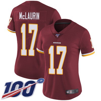 Nike Washington Commanders #17 Terry McLaurin Burgundy Red Team Color Women's Stitched NFL 100th Season Vapor Limited Jersey